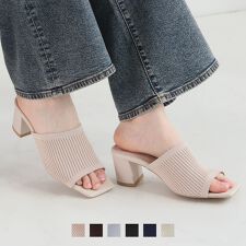 【26春夏新作カラー追加】スクエアトゥニットミュールサンダル