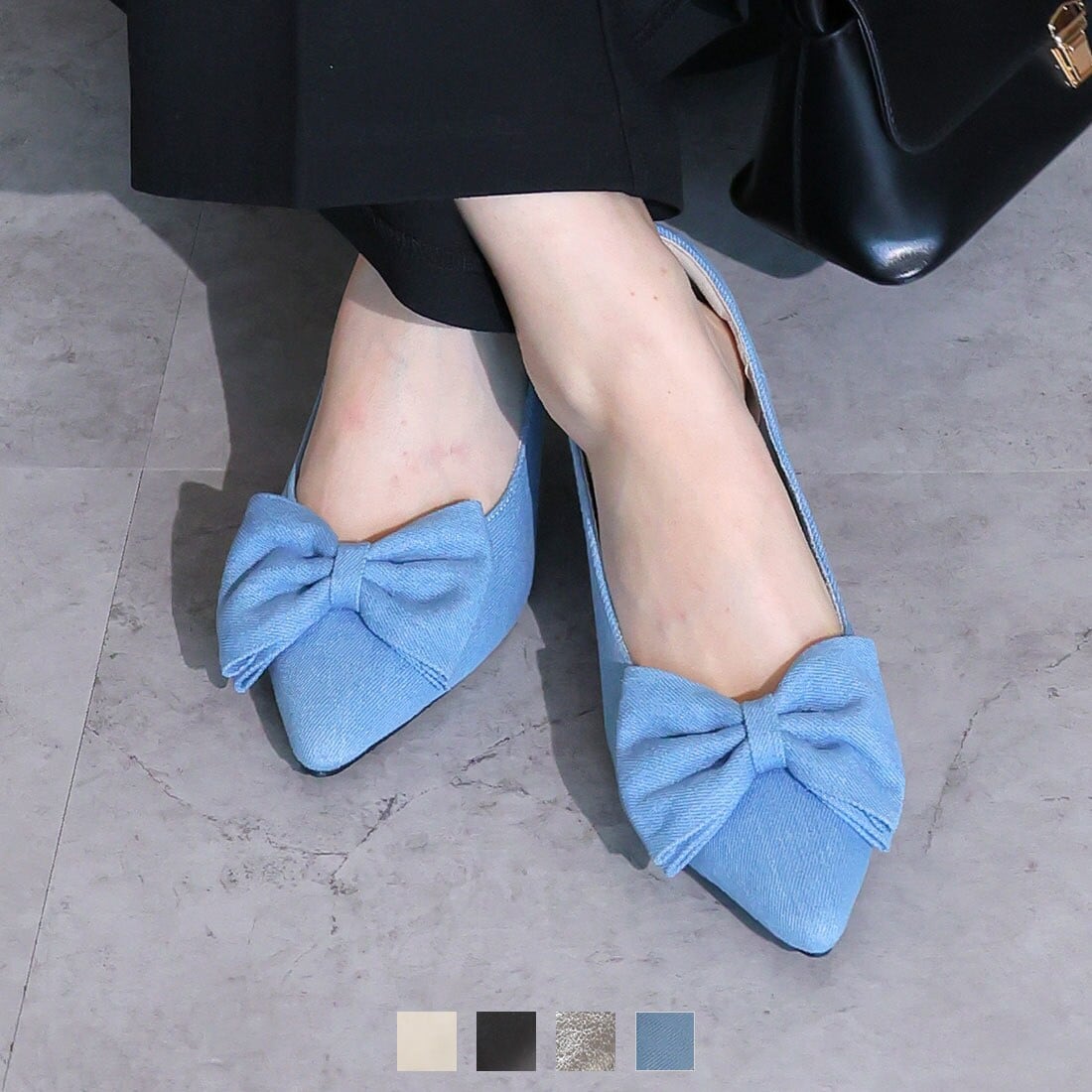 【26春夏新作カラー追加】リボンポインテッドトゥパンプス