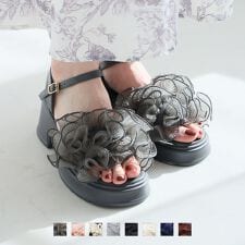 【26春夏新作カラー追加】シアークロスフリル厚底ストラップサンダル