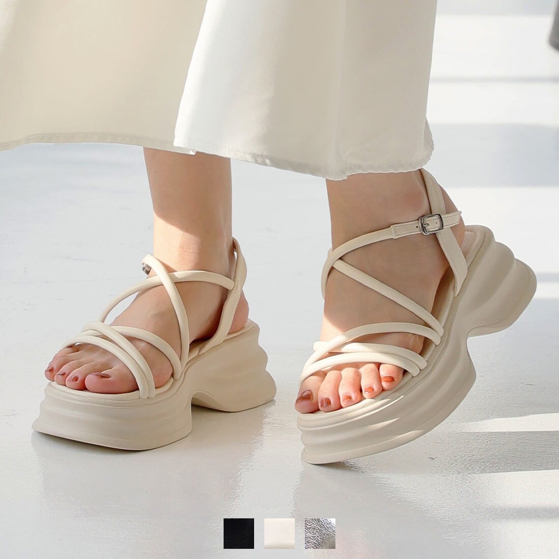 【25春夏新作】厚底チューブストラップサンダル