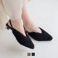 【25秋冬新作】もこもこファースリングバックパンプス