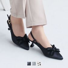 【25秋冬新作】フリンジリボンスリングバックパンプス