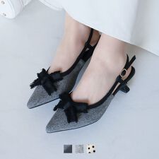 【25秋冬新作】フリンジリボンスリングバックパンプス