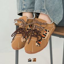 【25秋冬新作】やわらかソールレオパードレースアップスニーカー