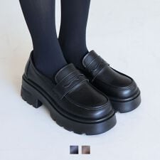 【25秋冬新作】厚底シンプルコインローファー