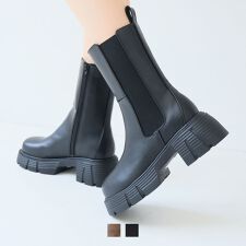 【25秋冬新作】厚底トラックソールサイドゴアミドルブーツ