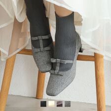 【25秋冬新作】ダブルリボンニットドッキングブーツ