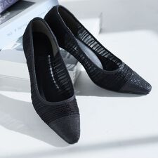 【26春夏新作】シアーバイカラープレートヒールパンプス