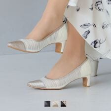 【26春夏新作】シアーバイカラープレートヒールパンプス