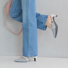 【26春夏新作】サイドリボンニットスリングバックパンプス