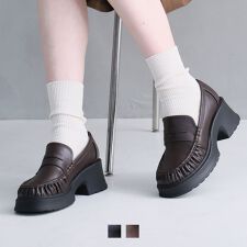 【26春夏新作】厚底ギャザーローファー