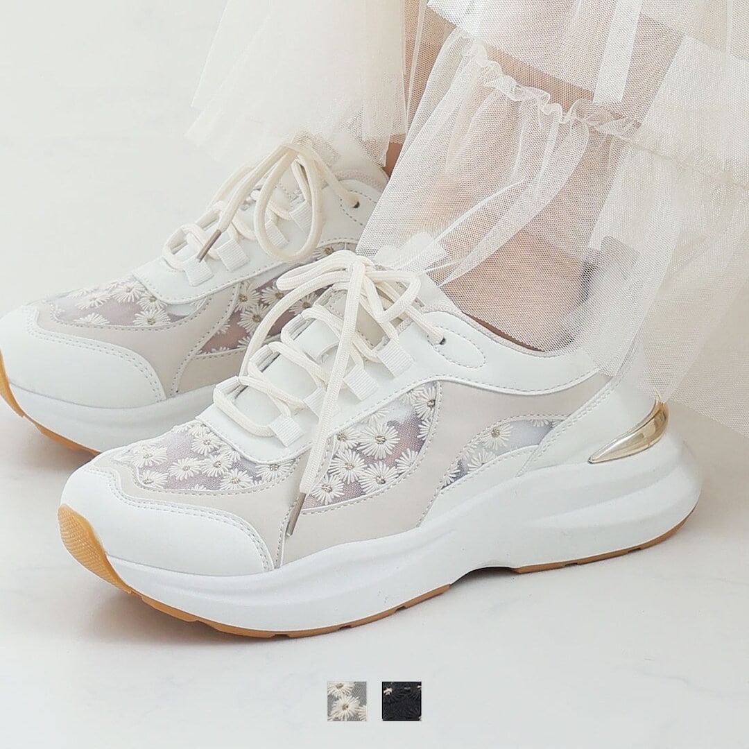 【26春夏新作】シアーフラワーレーススニーカー