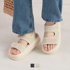 【26春夏新作】【S-LLサイズ対応】4cmヒール履きごこちやみつき！ダブルベルクロ厚底感激サンダル