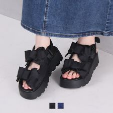 【26春夏新作】ダブルビッグリボン厚底サンダル