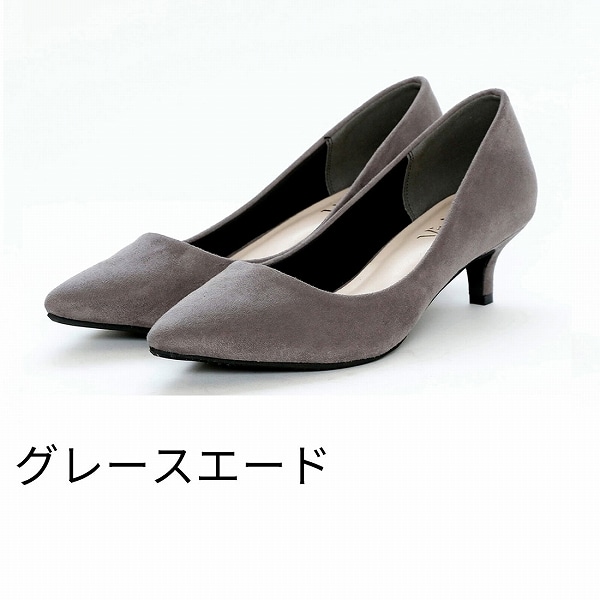 21.5～26cm]シンプルプレーンローヒールポインテッドトゥ