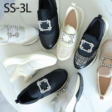 ヴィヴィアン(Vivian)の【25秋冬新作カラー追加】【SS～3Lサイズ】ビジューバックルゴムスリッポンスニーカー