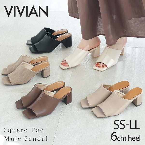 スクエアトゥミュールサンダル | ヴィヴィアン(Vivian) | ファッション ...