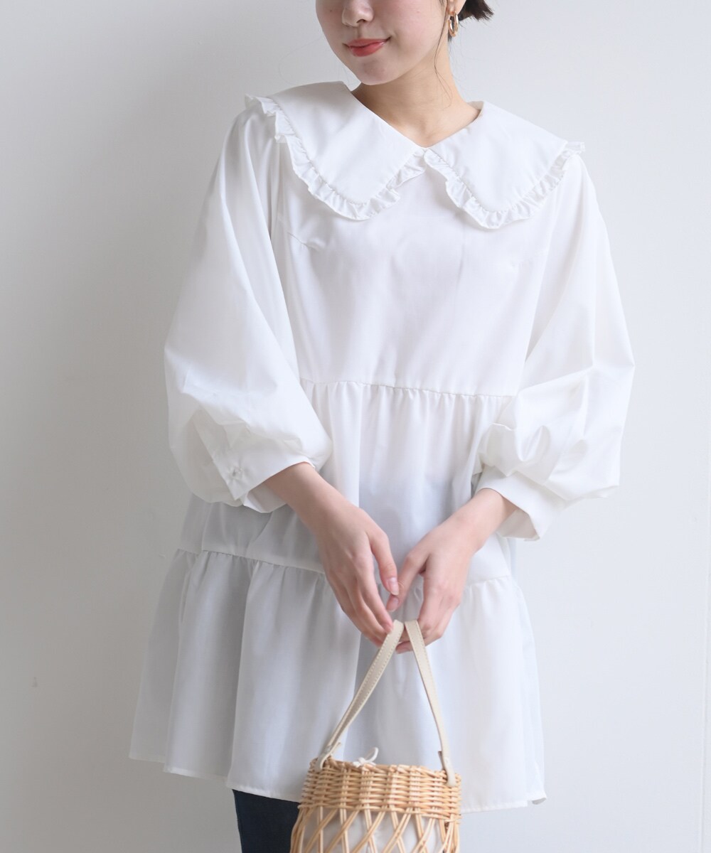 新品【ラルフローレン】フリル襟/３段ティアードフレアー/ゴシック柄ロングドレス/フリンジリボン紐 （US・８／11号～13号） 濃紺セーラーカラーレトロ制服風ワンピース | キャサリンコテージ