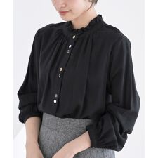 アール・ピー・エス(r.p.s)のネル起毛多釦襟フリルブラウス