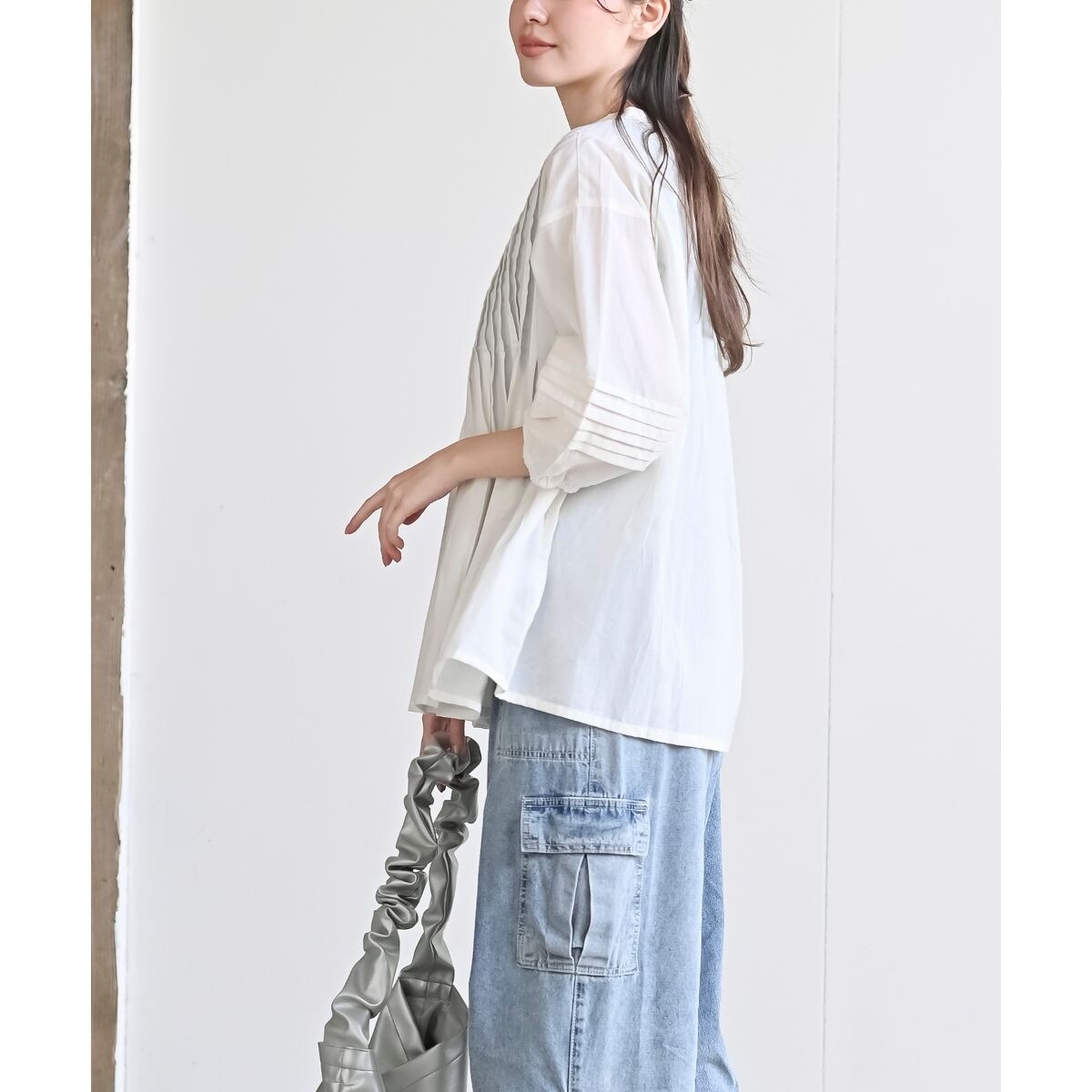 Reyika ブラウス レディース 7分袖 Vネック トップス F, ピンク