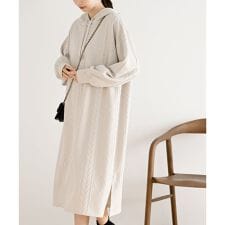 アール・ピー・エス(r.p.s)のケーブル柄パーカーワンピース