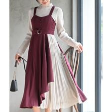 アール・ピー・エス(r.p.s)のシフォンプリーツ切替Sスウェードジャンドレ