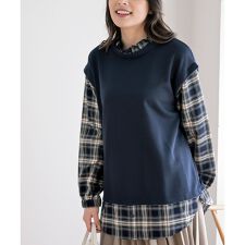 ベストレイヤー風フリルネックブラウス