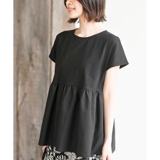 異素材切替ペプラムTシャツ