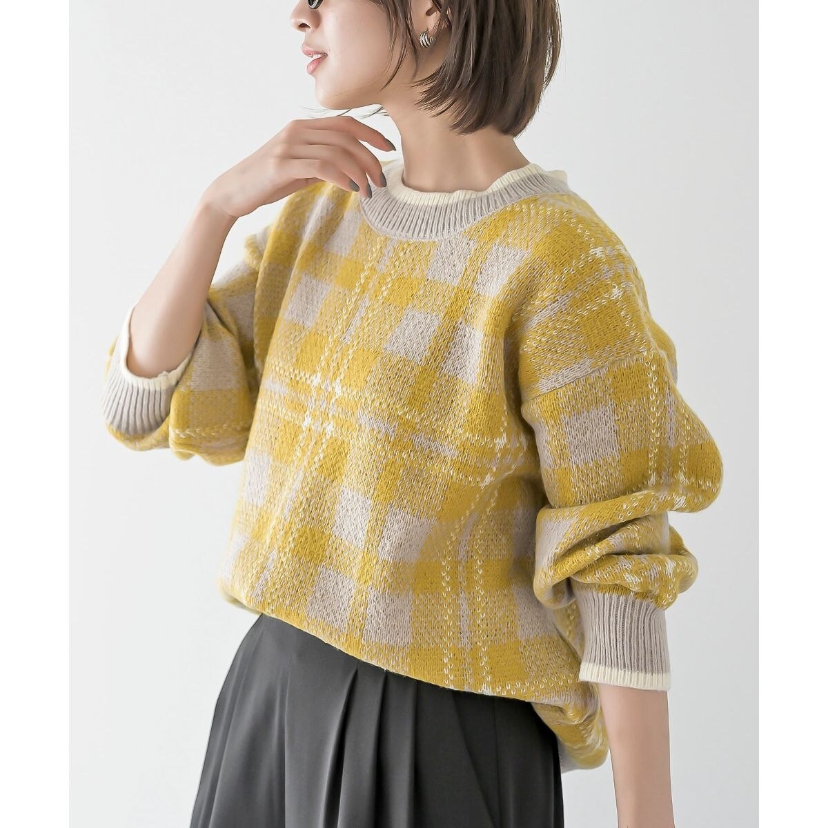 チェックジャガードニットプルオーバー チェックジャガードニットプルオーバー | アール・ピー・エス(r.p.s