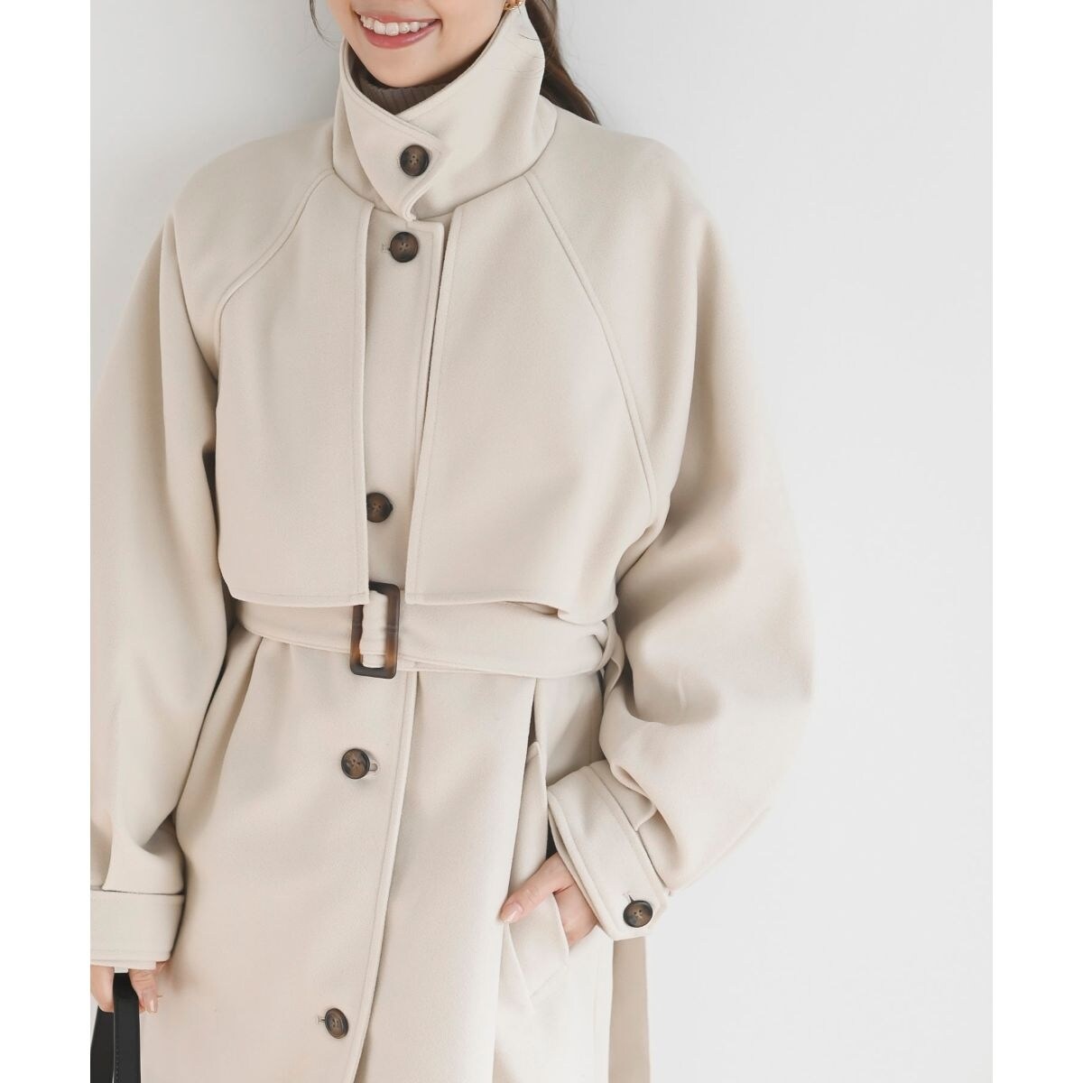 ACYM Standcollar 2way trench ベージュ ACYM Standcollar 2way trench ベージュ レディース