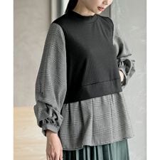 変形タックスリーブドッキングブラウス