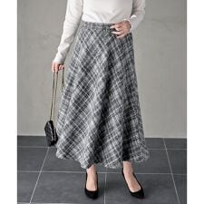 アール・ピー・エス(r.p.s)のチェックツイードフレアースカート