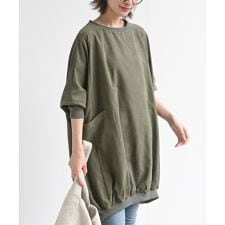 ピーチ起毛リブ使いゆったりチュニック