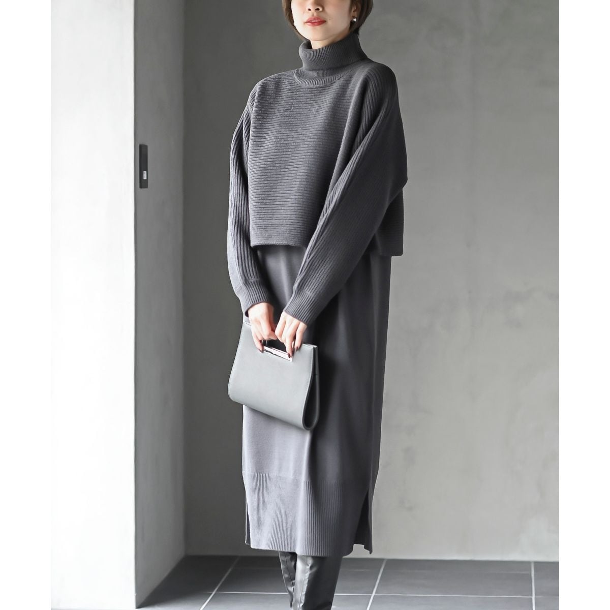 千鳥ショートジャケット×ワンピースセットアップ | スウィングル