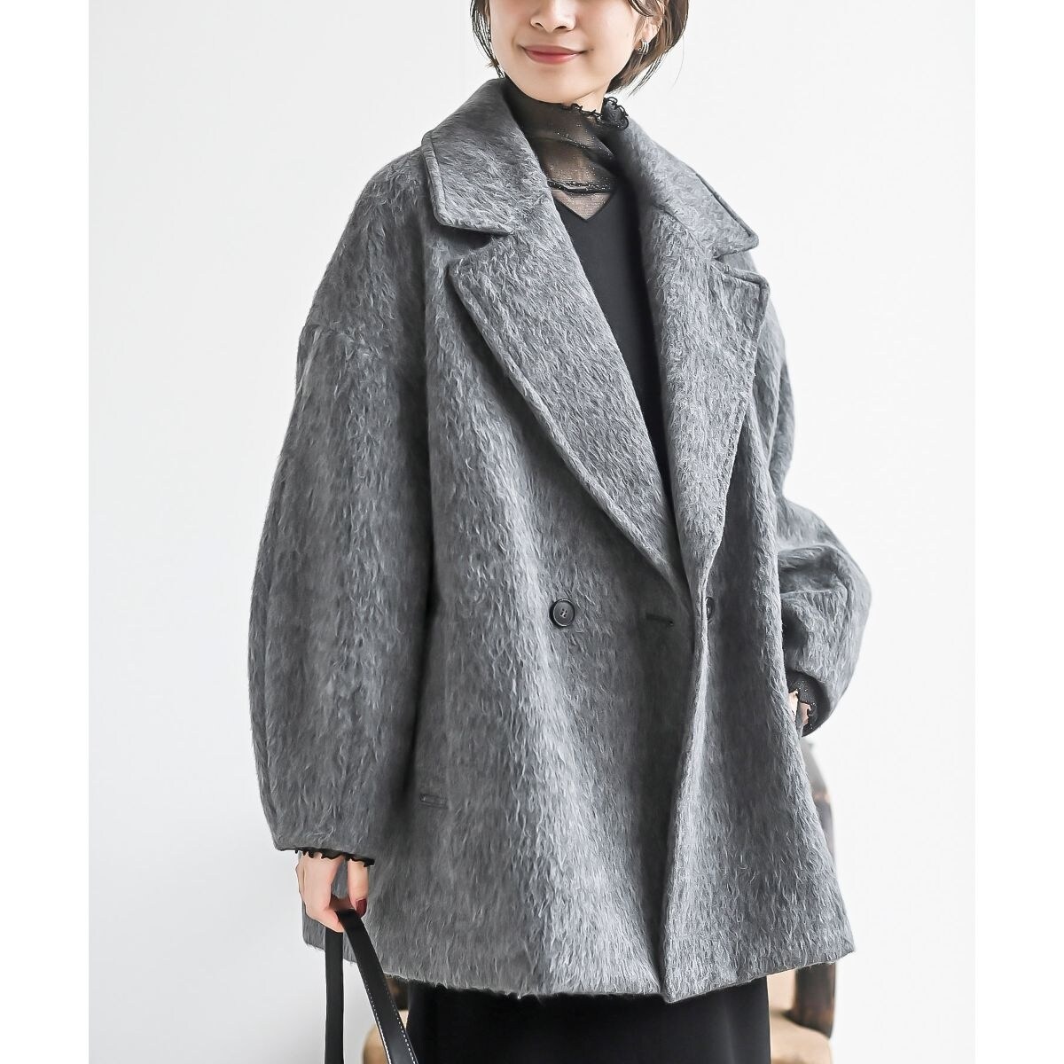 【極美品】インヘイルエクスヘイル・チェスターコート・カシミヤ・グレー千鳥格子・M DAMA 千鳥柄 カシミヤコート グレー