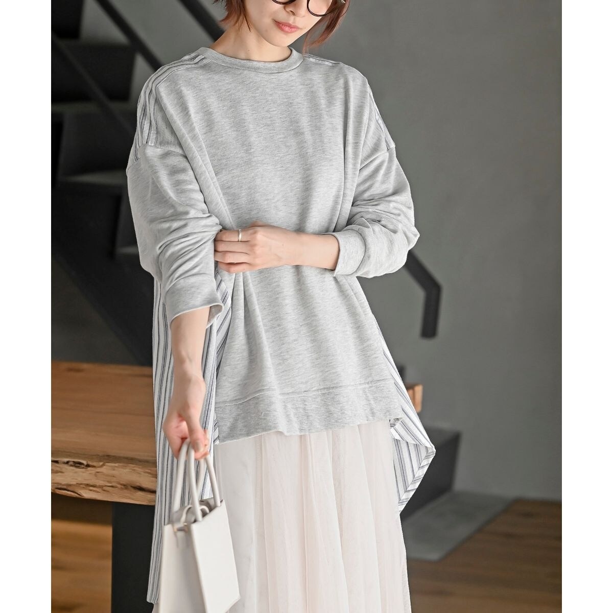 FRAY I.D バイカラーフリルメッシュプルオーバー 2025SS 2025 Spring