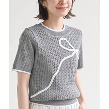 コード刺繍ケーブルニットプルオーバー
