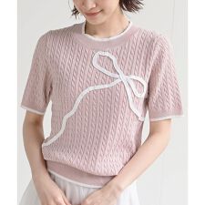 コード刺繍ケーブルニットプルオーバー