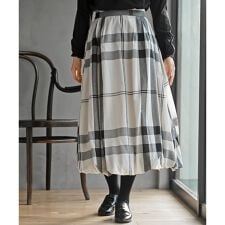 チェック柄ガーゼバルーンスカート