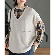オーバーサイズ柄編みニットベスト