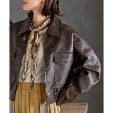 合皮ショート丈ブルゾン