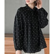 アール・ピー・エス(r.p.s)のコットンスラブ起毛フリルネックブラウス