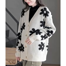 アール・ピー・エス(r.p.s)のフラワージャガードニットカーディガン