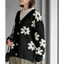 アール・ピー・エス(r.p.s)のフラワージャガードニットカーディガン