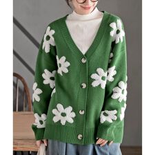 アール・ピー・エス(r.p.s)のフラワージャガードニットカーディガン