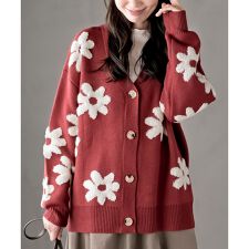 アール・ピー・エス(r.p.s)のフラワージャガードニットカーディガン
