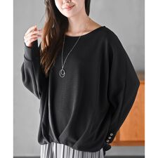 ネックレス付きダブルフェイス裾タックプルオーバー