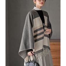 アール・ピー・エス(r.p.s)の配色大判ストールポンチョ