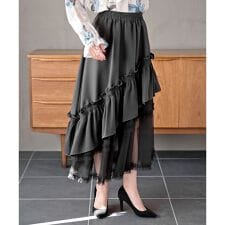 アール・ピー・エス(r.p.s)のチュールフリル切替アシメトリースカート