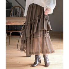 アール・ピー・エス(r.p.s)のチュールフリル切替アシメトリースカート